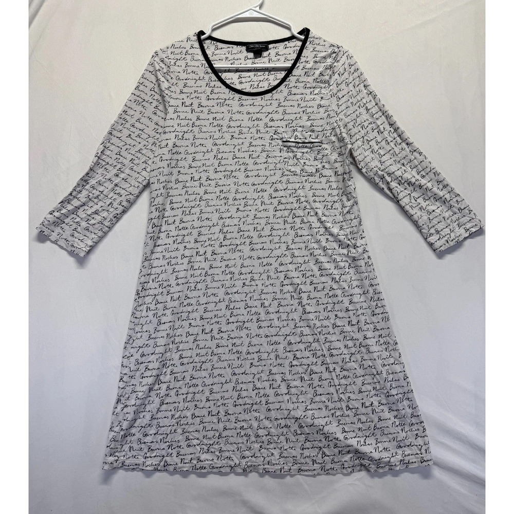 Saks Fifth Avenue Sleepshirt‎ Womens M White Graphic Print Nightgown Sleepwear